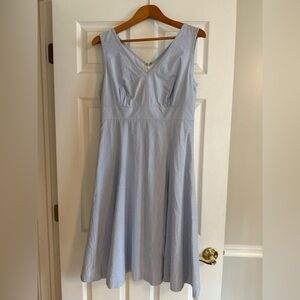 Brooks Brothers Seersucker Dress 10 | Blue & White | Lined